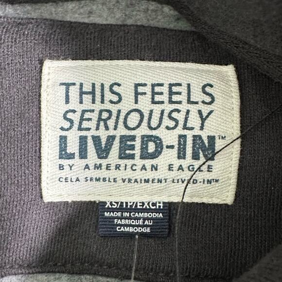 NWT American Eagle Gray Grey Hoodie Hooded Sweatshirt 2023 XS Extra Small Top - Picture 10 of 15